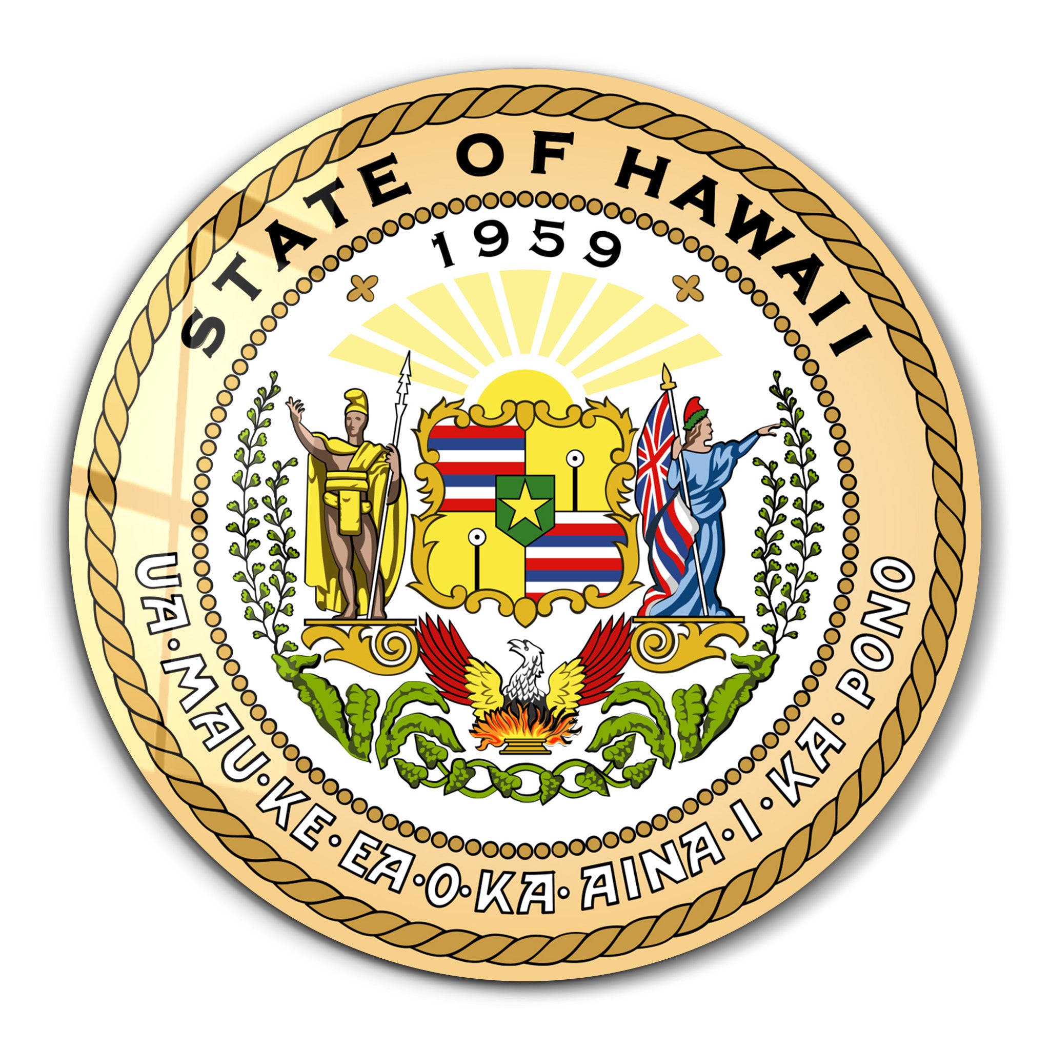 Hawaii Seal – Round Glass Wall Art
