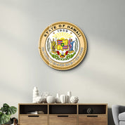 Hawaii Seal – Round Glass Wall Art