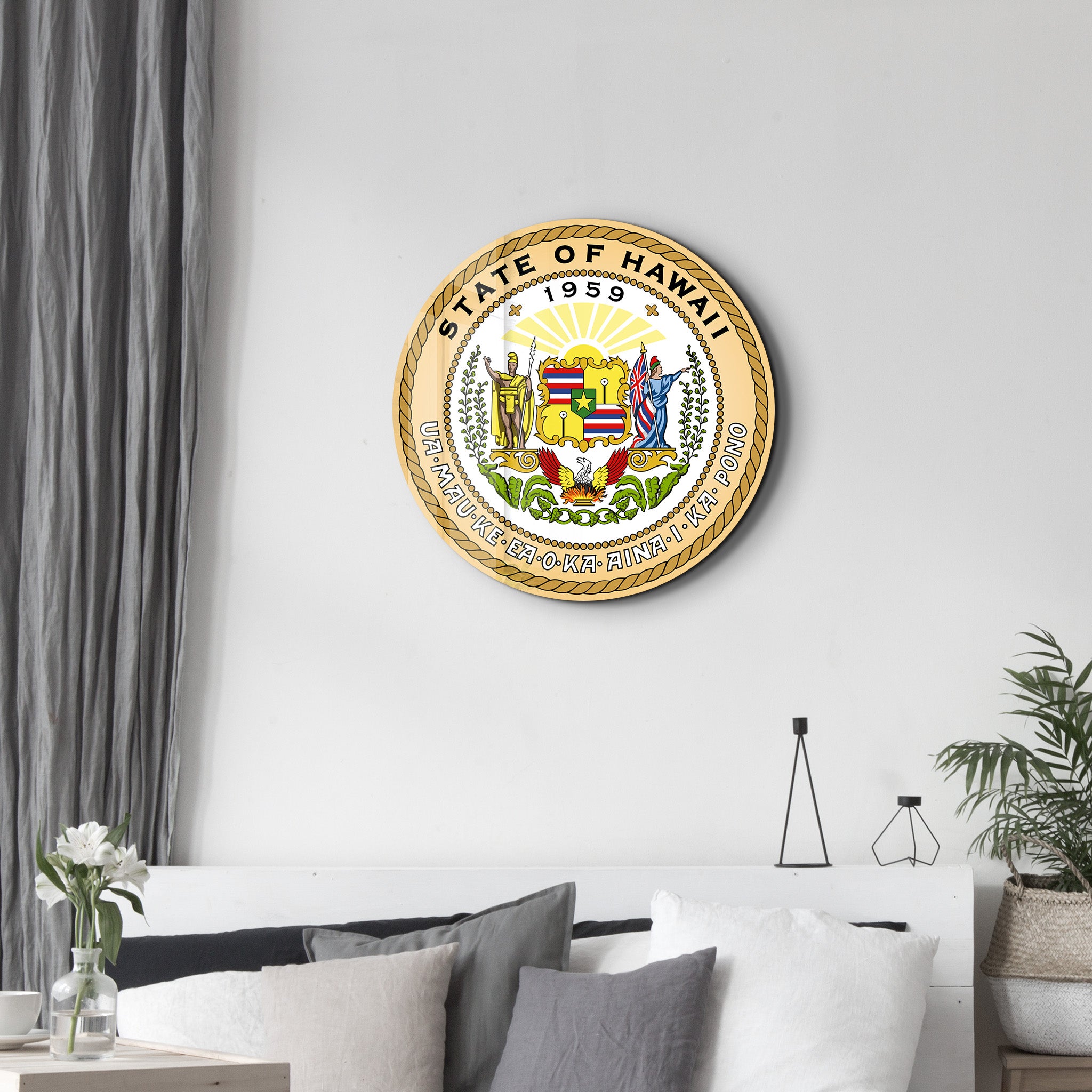 Hawaii Seal – Round Glass Wall Art