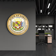 Hawaii Seal – Round Glass Wall Art