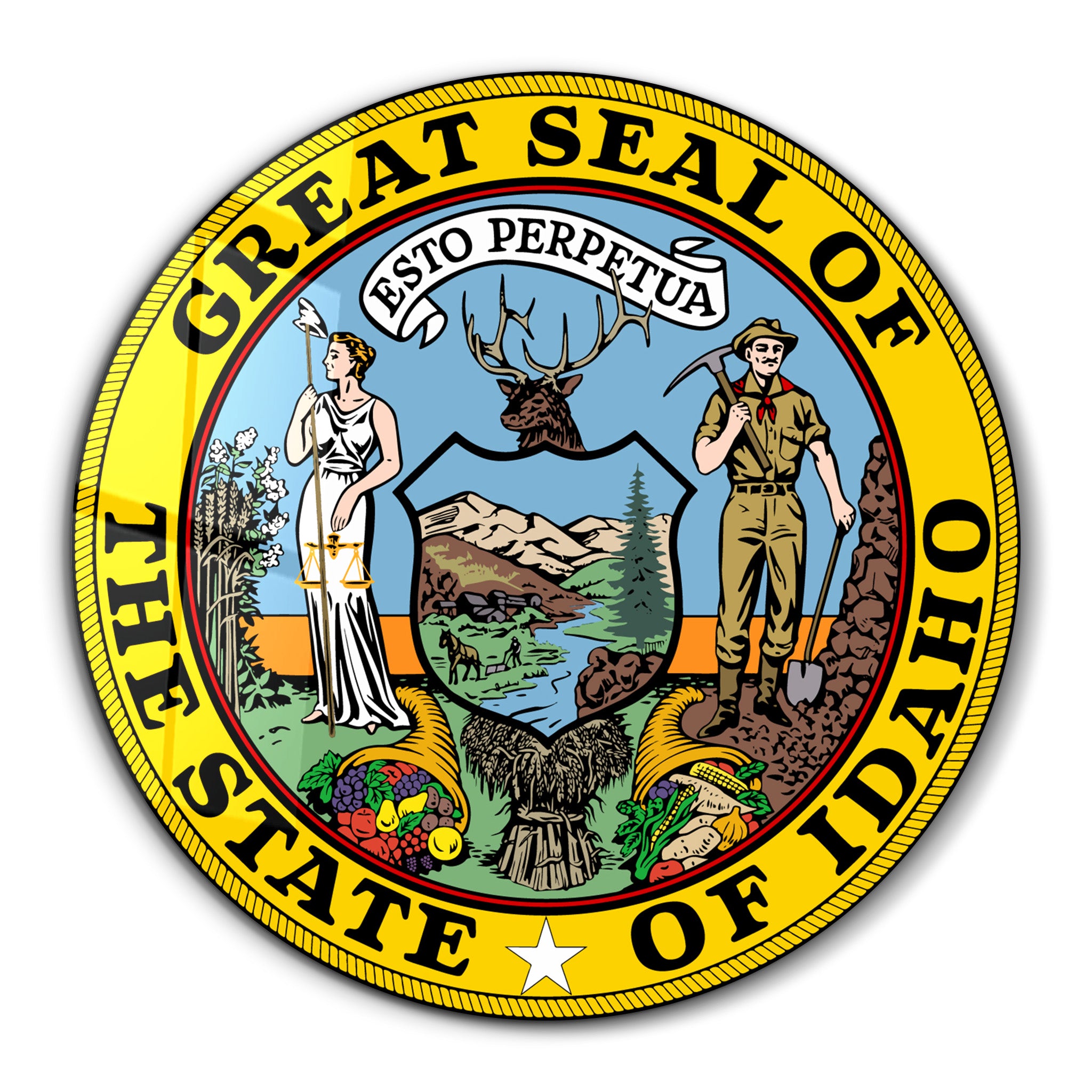 Idaho Seal – Round Glass Wall Art