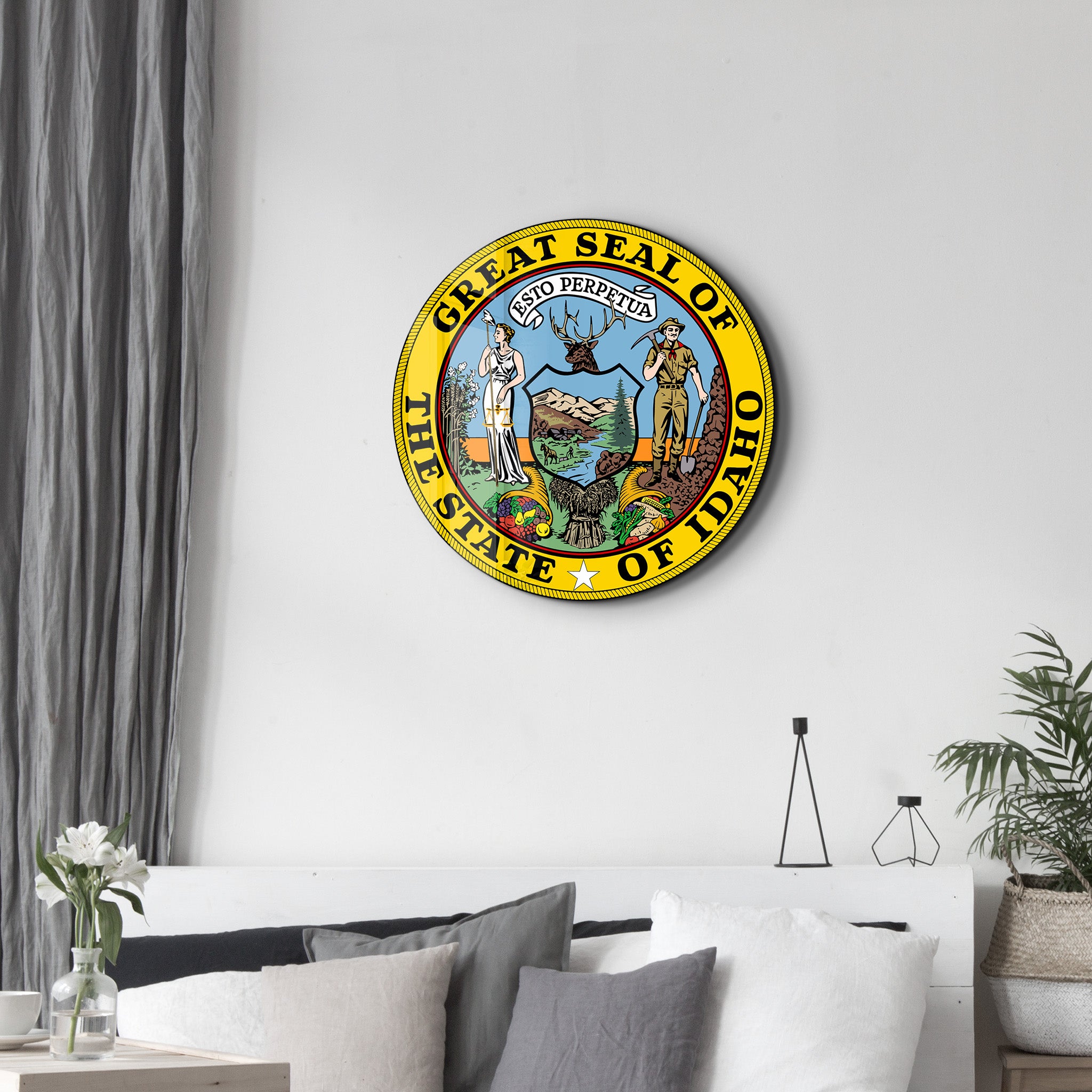 Idaho Seal – Round Glass Wall Art