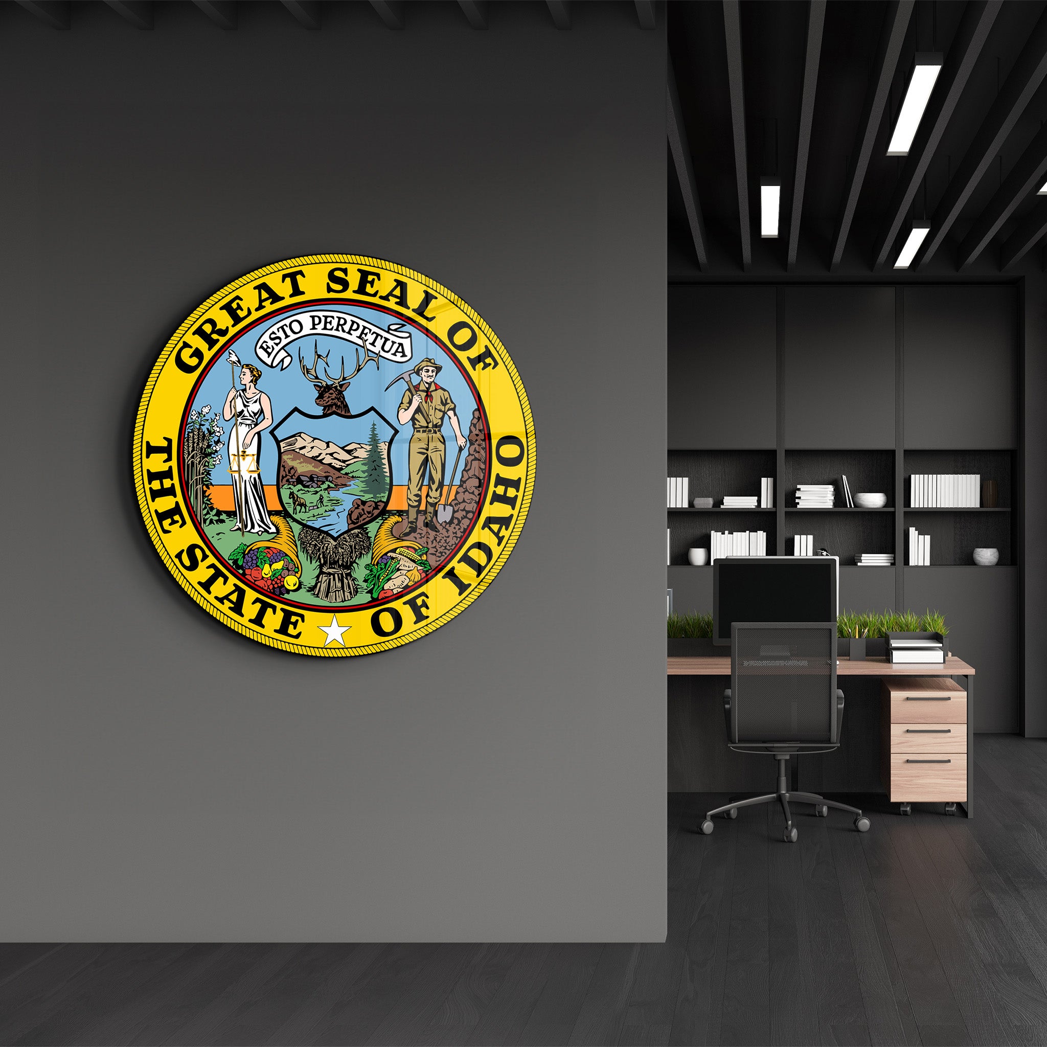 Idaho Seal – Round Glass Wall Art