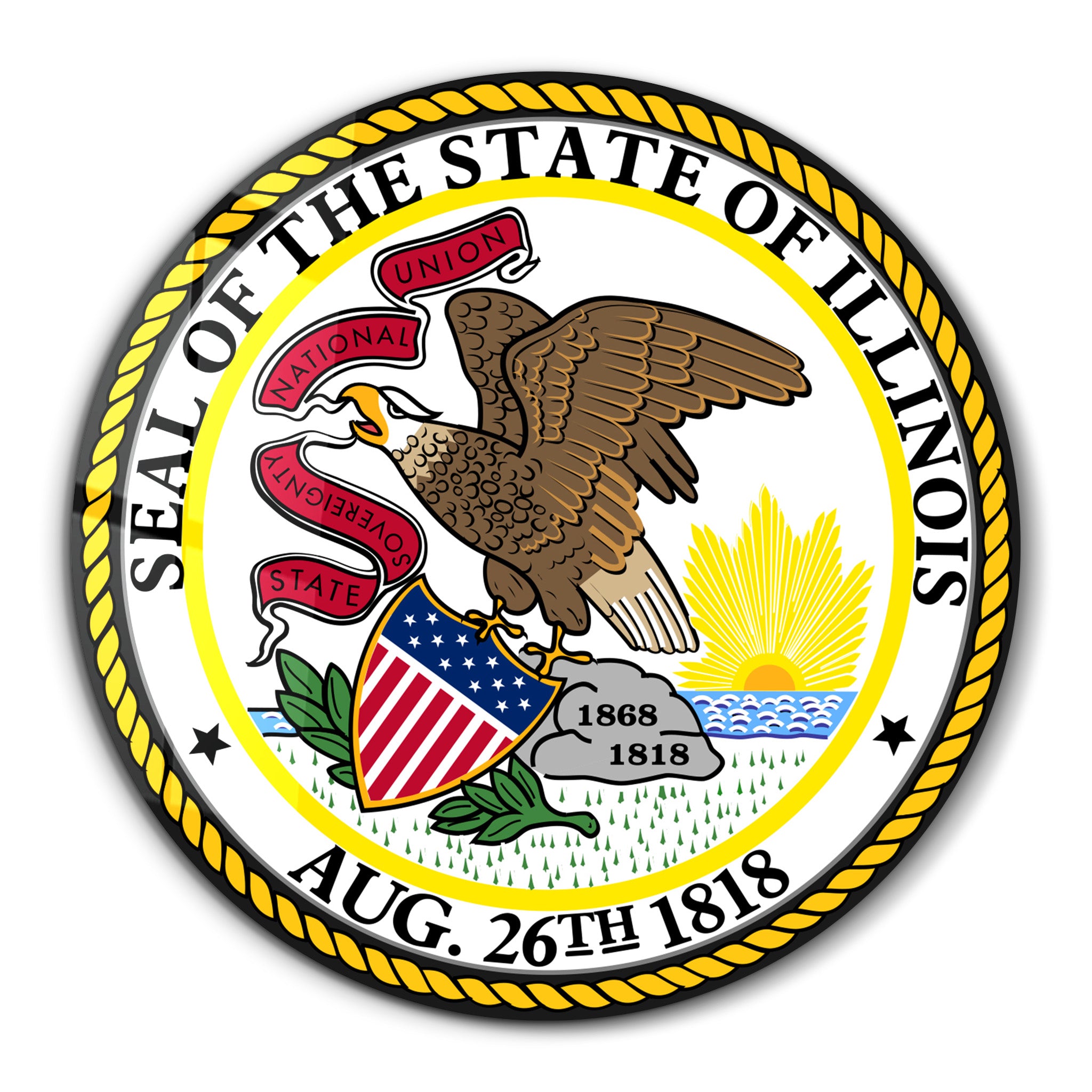 Illinois Seal – Round Glass Wall Art