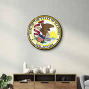 Illinois Seal – Round Glass Wall Art