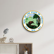 Indiana Seal – Round Glass Wall Art