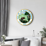 Indiana Seal – Round Glass Wall Art
