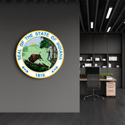 Indiana Seal – Round Glass Wall Art