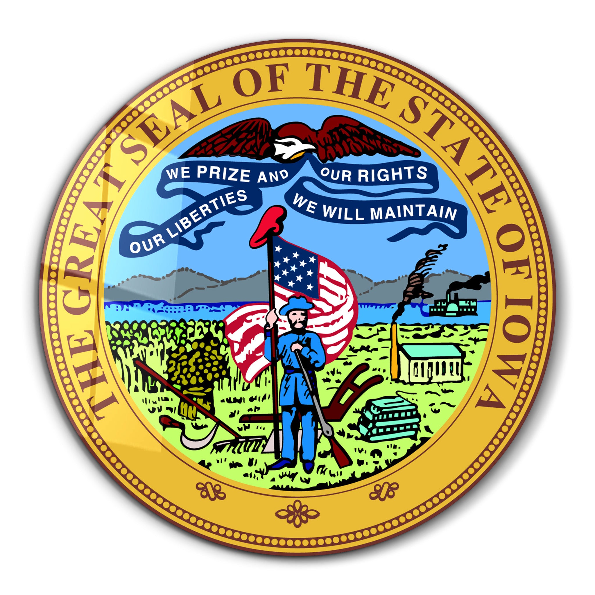 Iowa Seal – Round Glass Wall Art