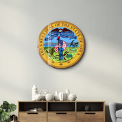 Iowa Seal – Round Glass Wall Art