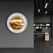 Kansas Seal – Round Glass Wall Art