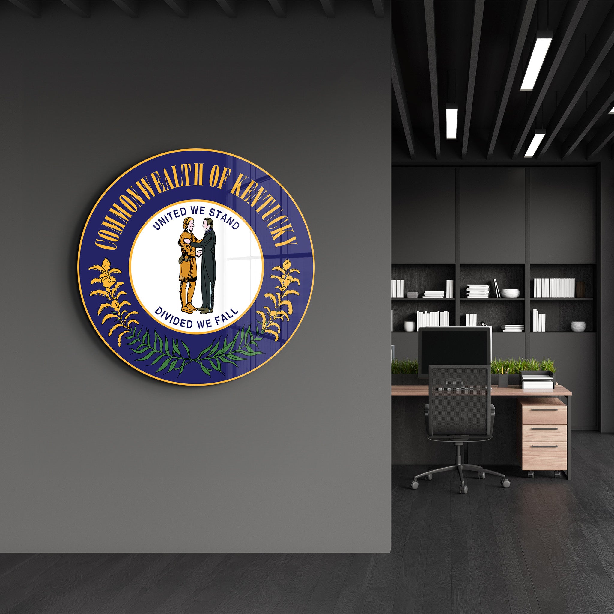 Kentucky Seal – Round Glass Wall Art