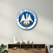 Louisiana Seal – Round Glass Wall Art