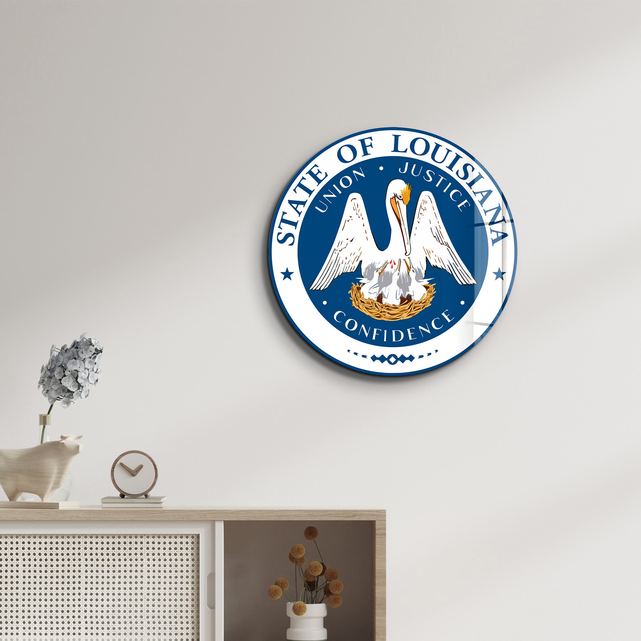 Louisiana Seal – Round Glass Wall Art