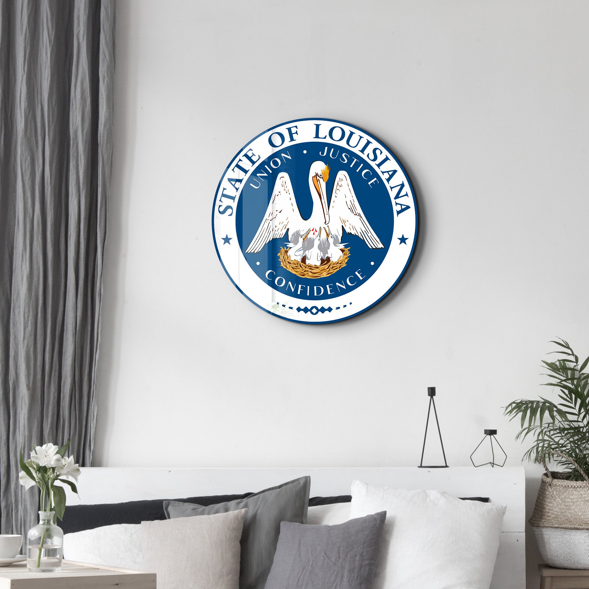 Louisiana Seal – Round Glass Wall Art