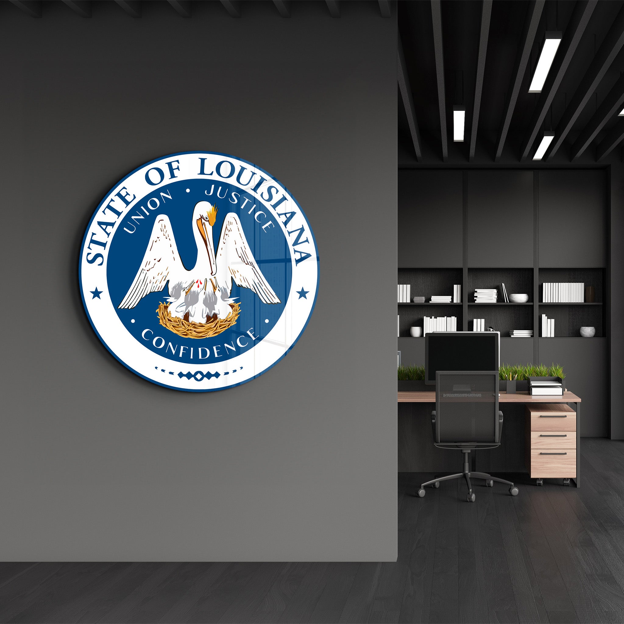 Louisiana Seal – Round Glass Wall Art