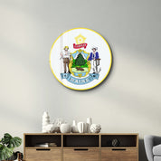 Maine Seal – Round Glass Wall Art