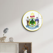 Maine Seal – Round Glass Wall Art