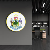 Maine Seal – Round Glass Wall Art