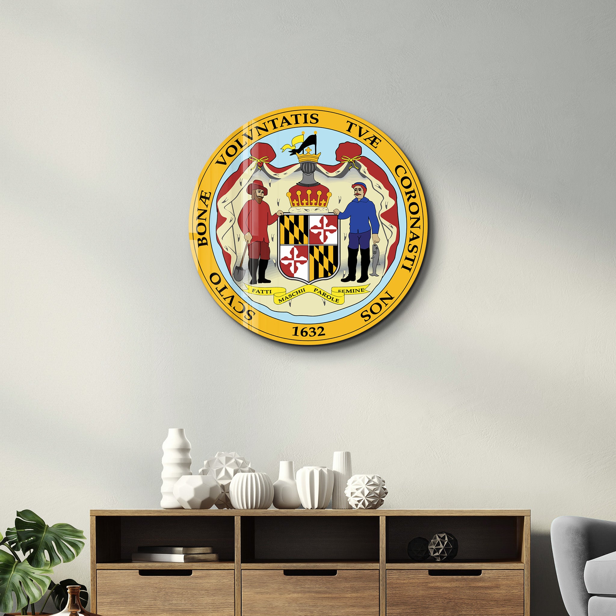Maryland Seal – Round Glass Wall Art
