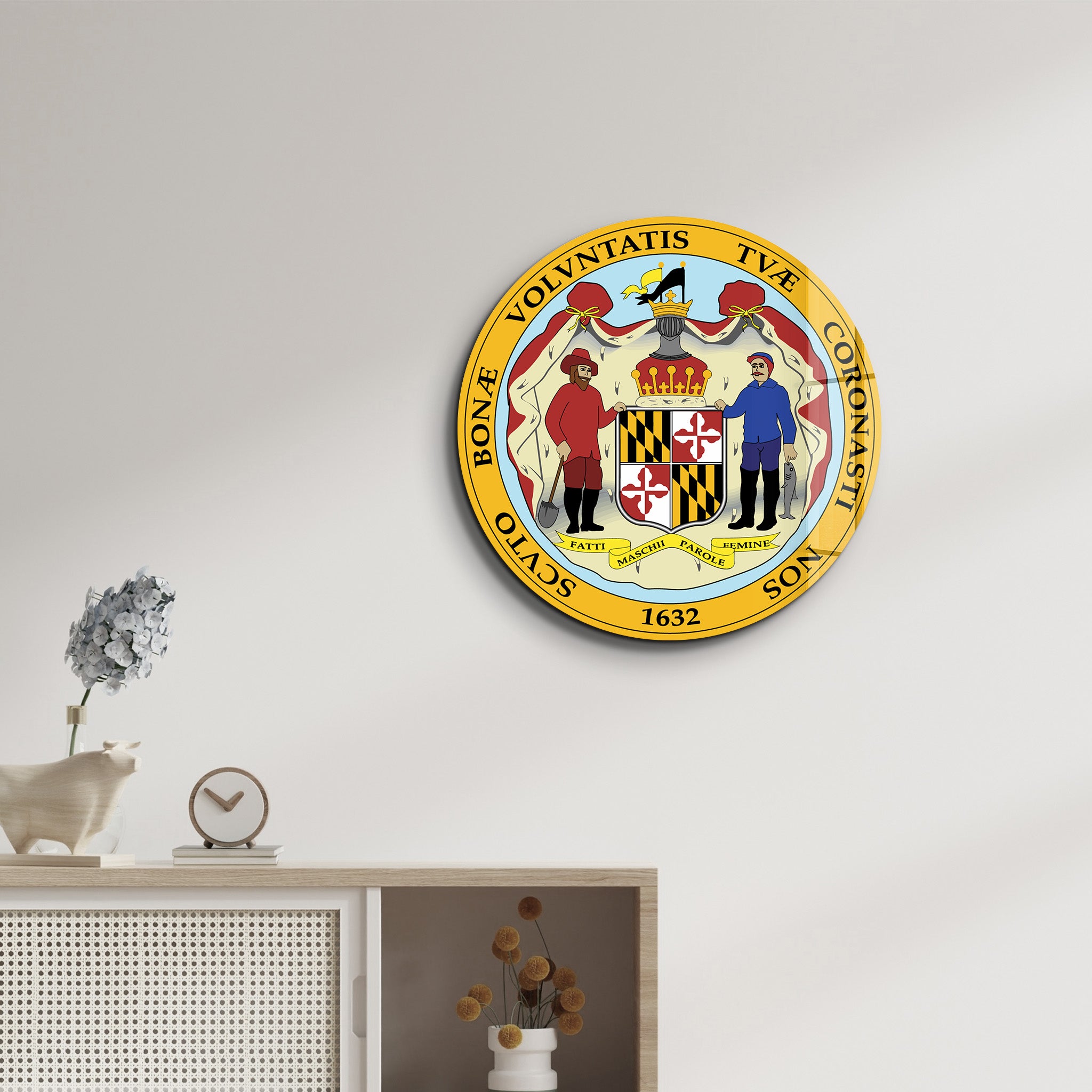 Maryland Seal – Round Glass Wall Art