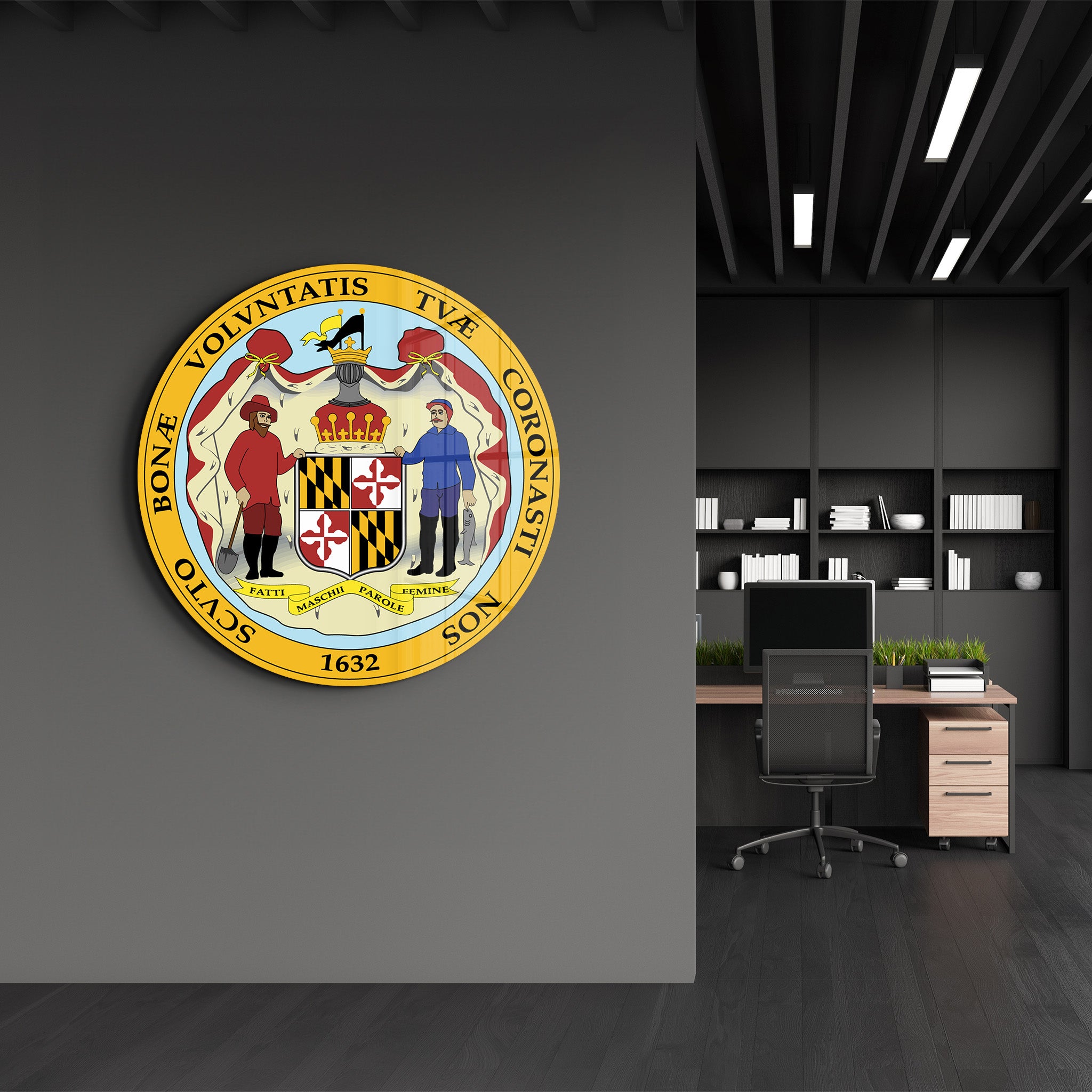 Maryland Seal – Round Glass Wall Art