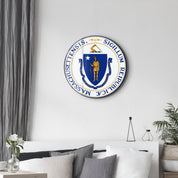 Massachusetts Seal – Round Glass Wall Art