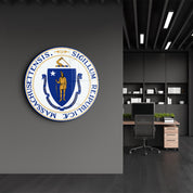 Massachusetts Seal – Round Glass Wall Art