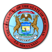 Michigan Seal – Round Glass Wall Art