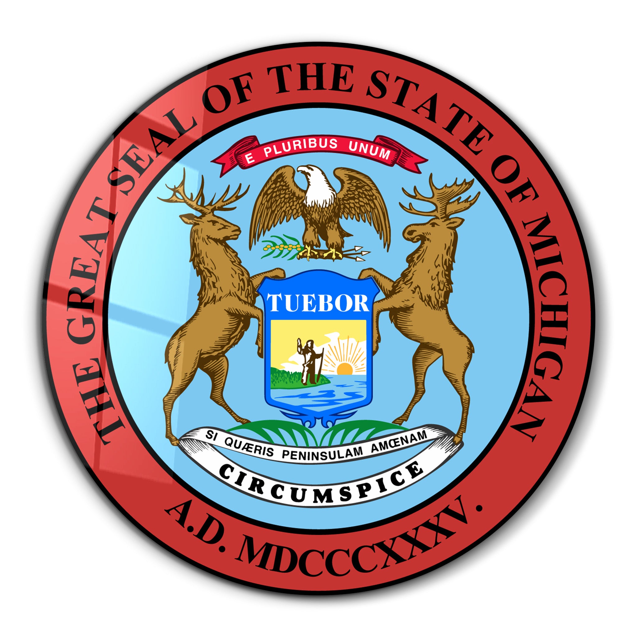 Michigan Seal – Round Glass Wall Art