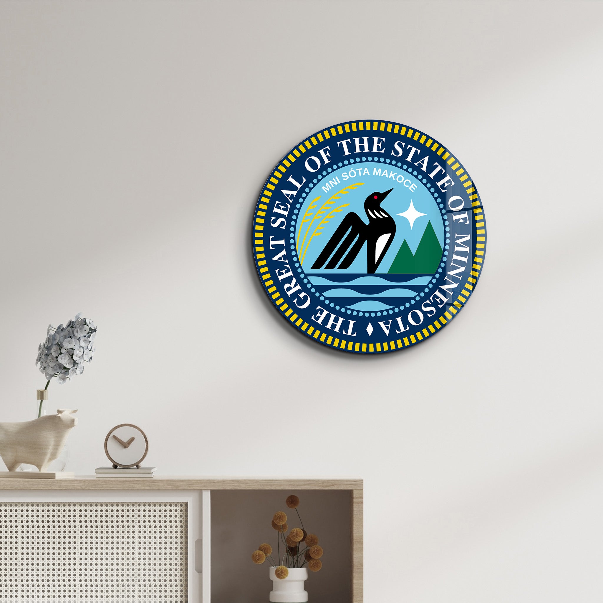 Minnesota Seal – Round Glass Wall Art