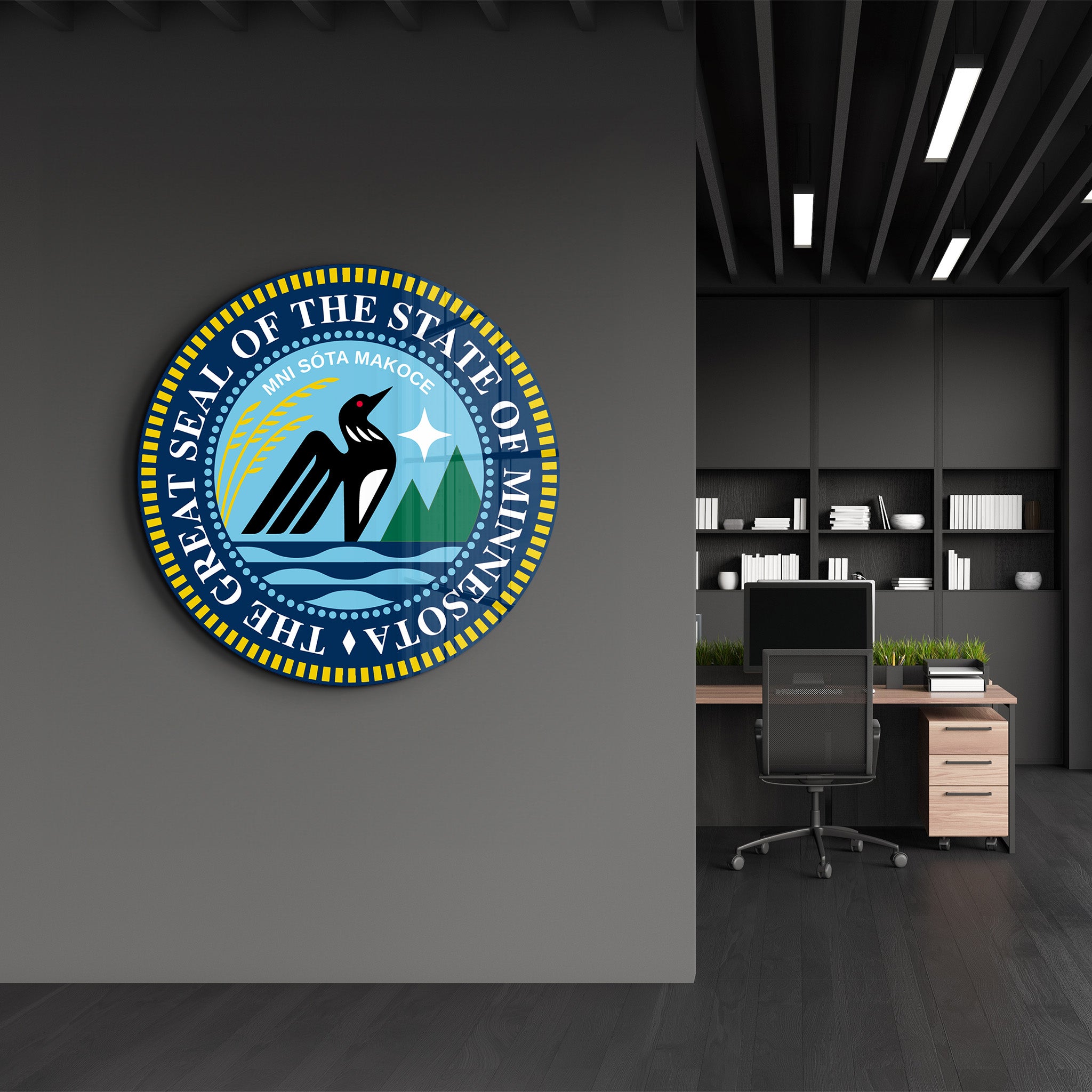 Minnesota Seal – Round Glass Wall Art