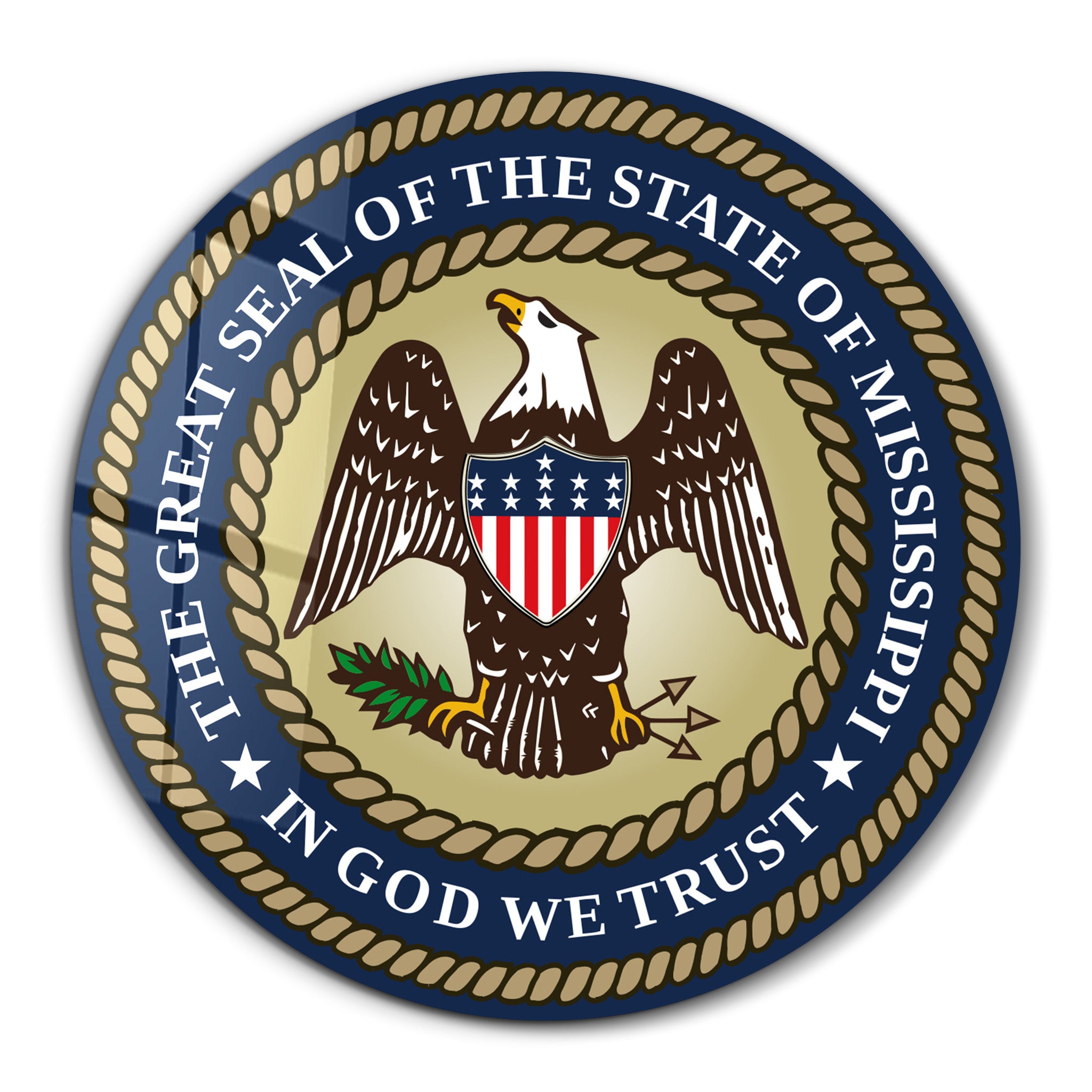 Mississippi Seal – Round Glass Wall Art