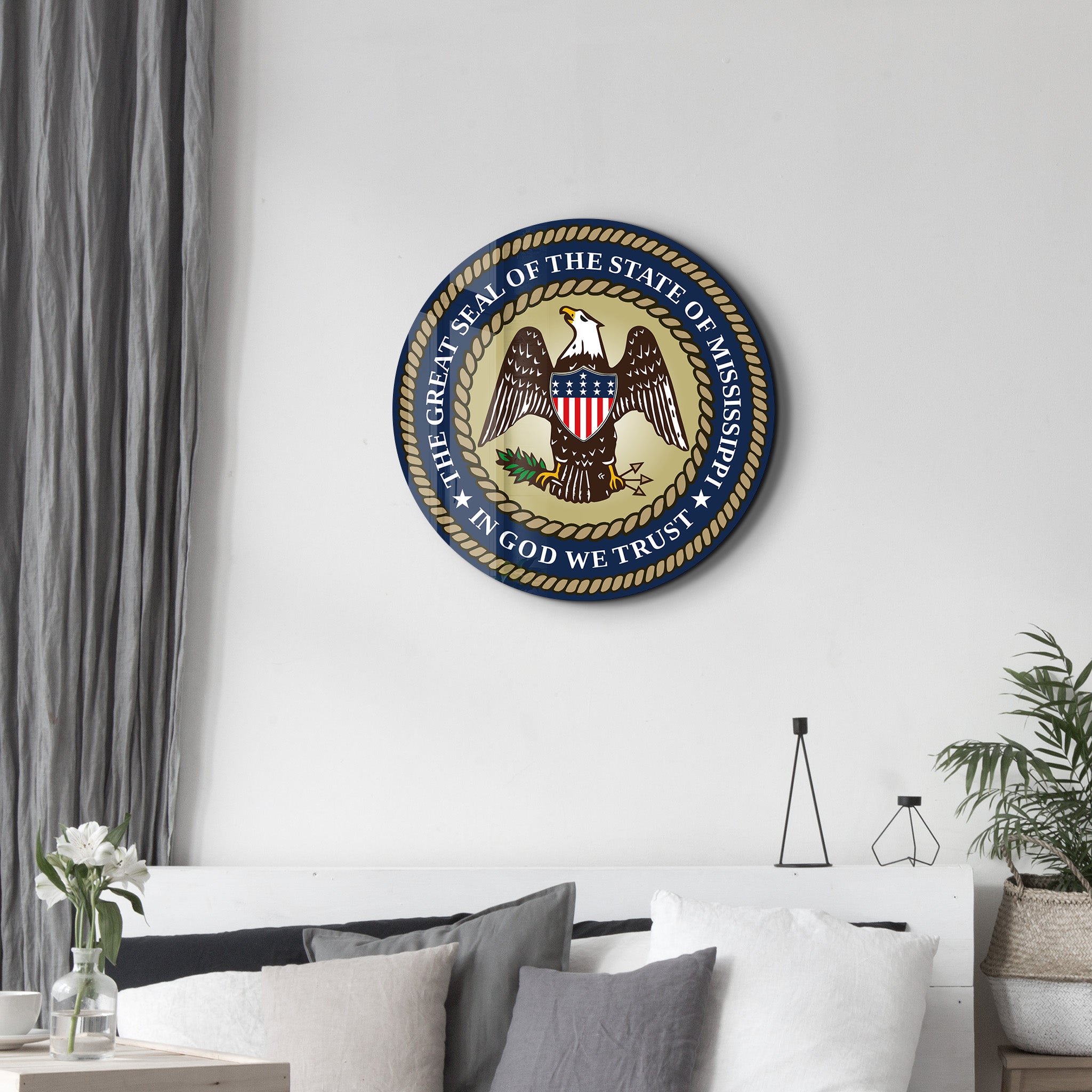 Mississippi Seal – Round Glass Wall Art