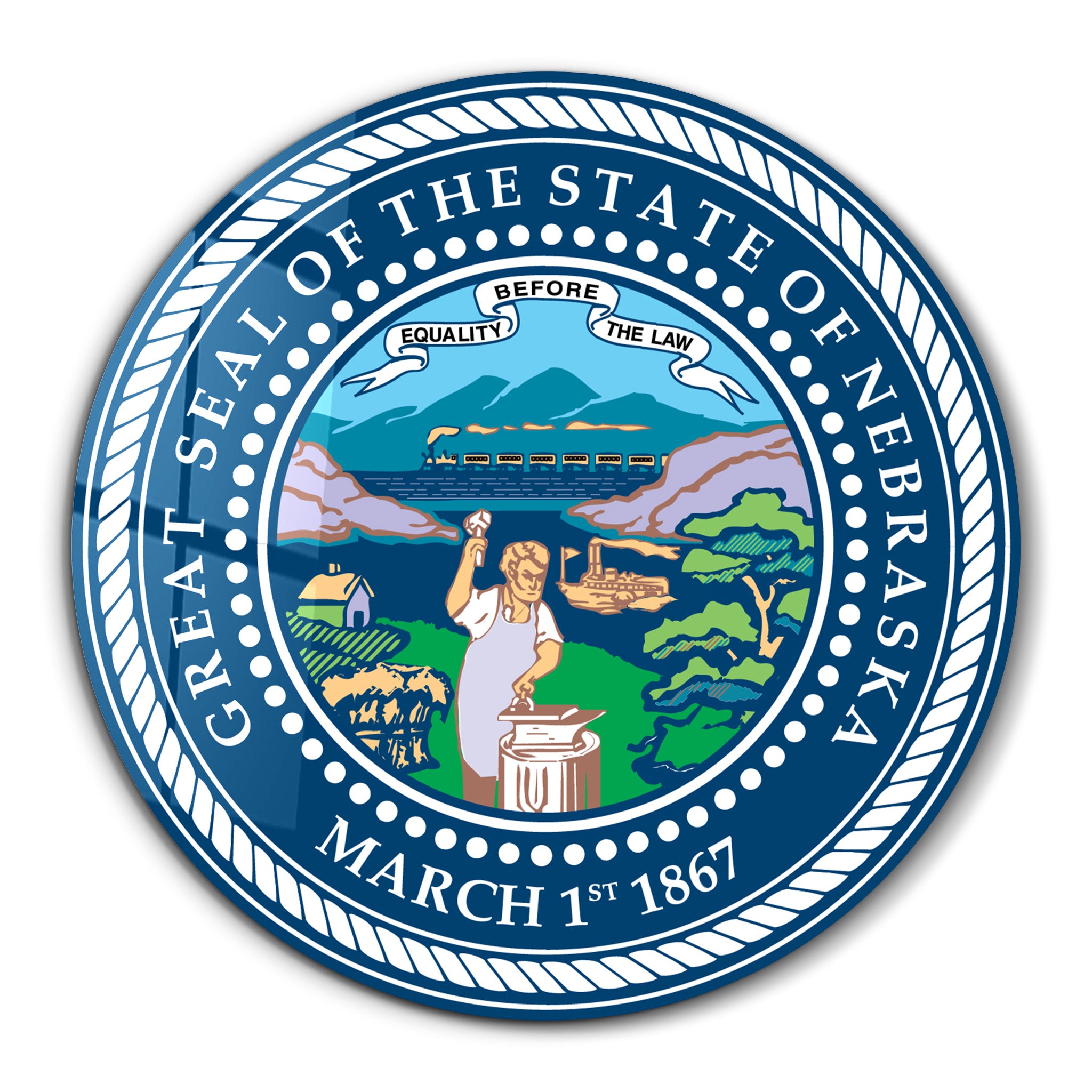 Nebraska Seal – Round Glass Wall Art