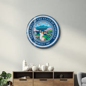 Nebraska Seal – Round Glass Wall Art