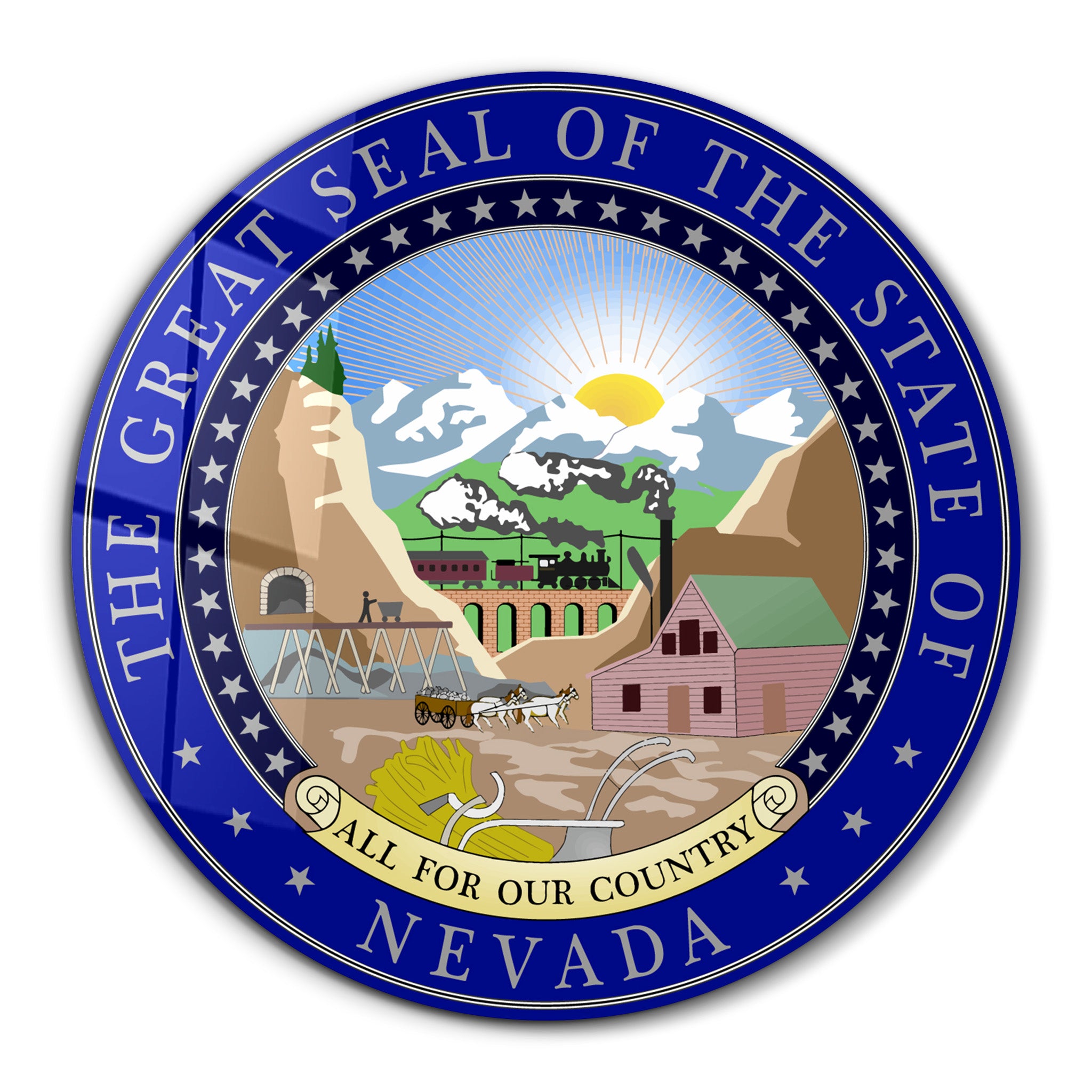 Nevada Seal – Round Glass Wall Art