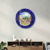 Nevada Seal – Round Glass Wall Art