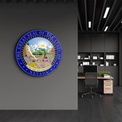 Nevada Seal – Round Glass Wall Art