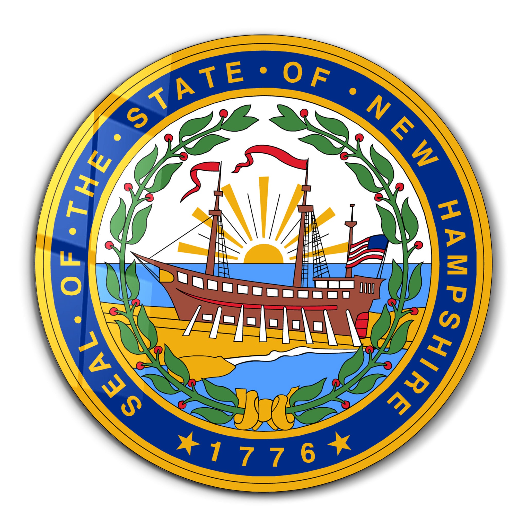 New Hampshire Seal – Round Glass Wall Art