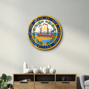 New Hampshire Seal – Round Glass Wall Art