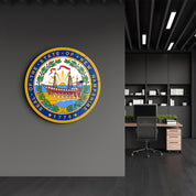 New Hampshire Seal – Round Glass Wall Art