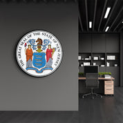 New Jersey Seal – Round Glass Wall Art
