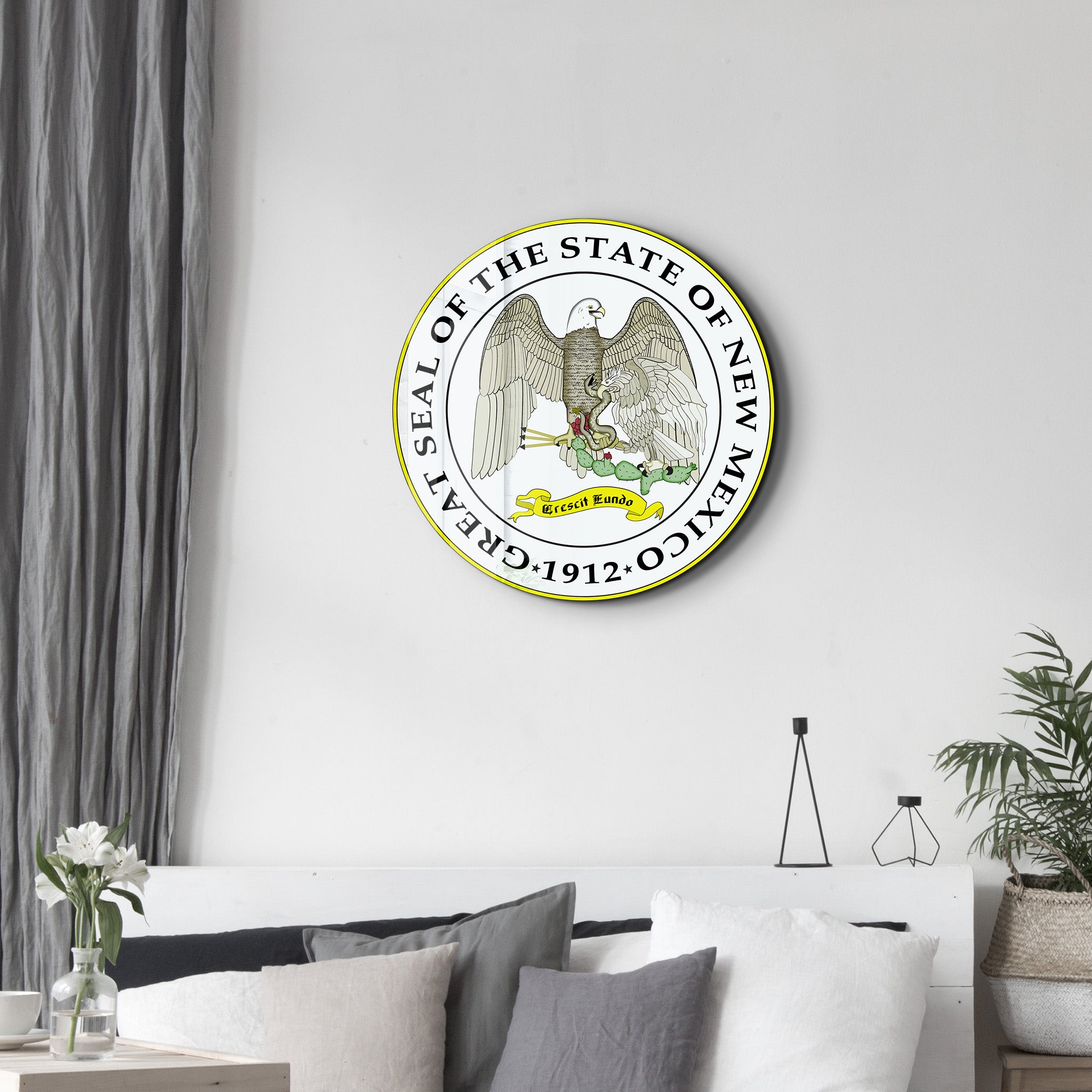 New Mexico Seal – Round Glass Wall Art
