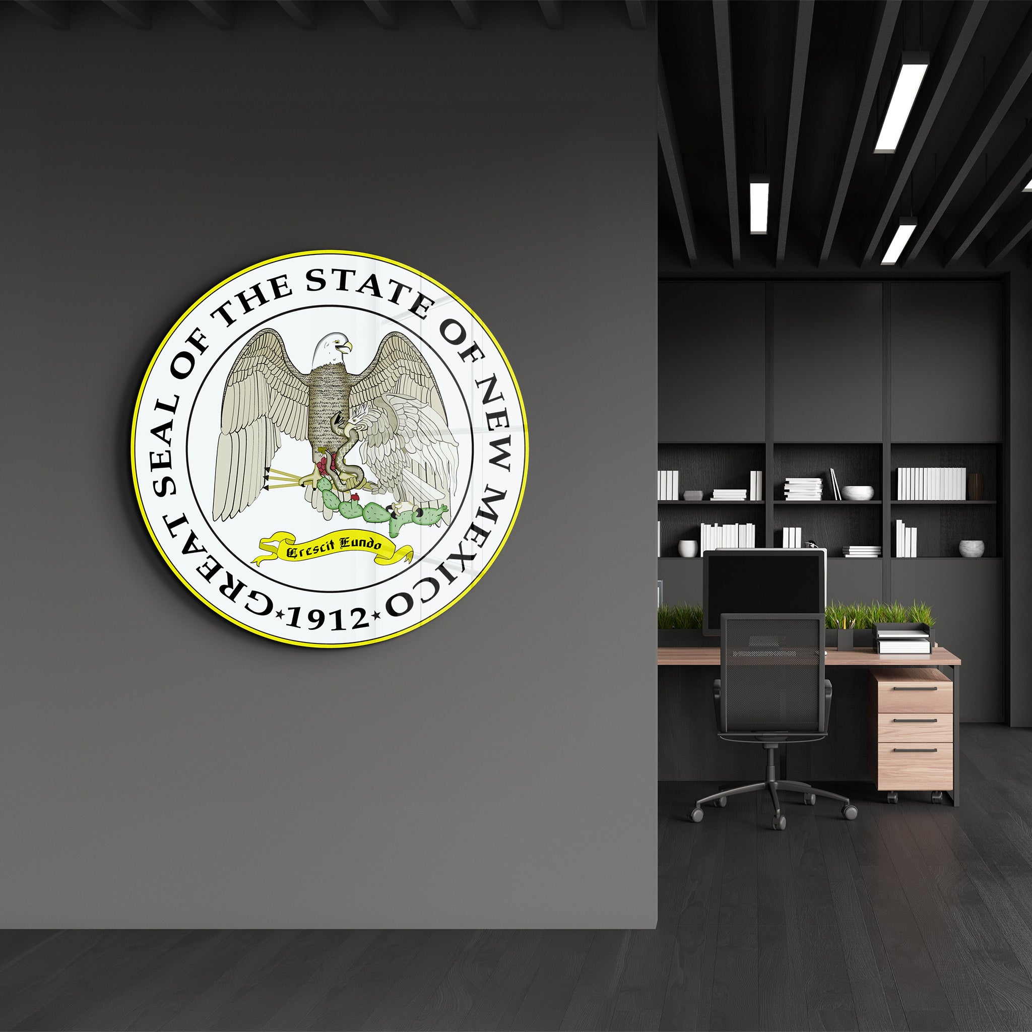 New Mexico Seal – Round Glass Wall Art
