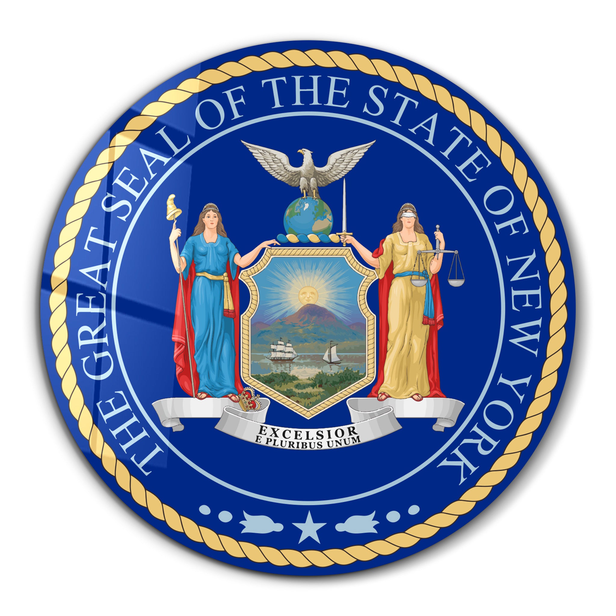 New York Seal – Round Glass Wall Art