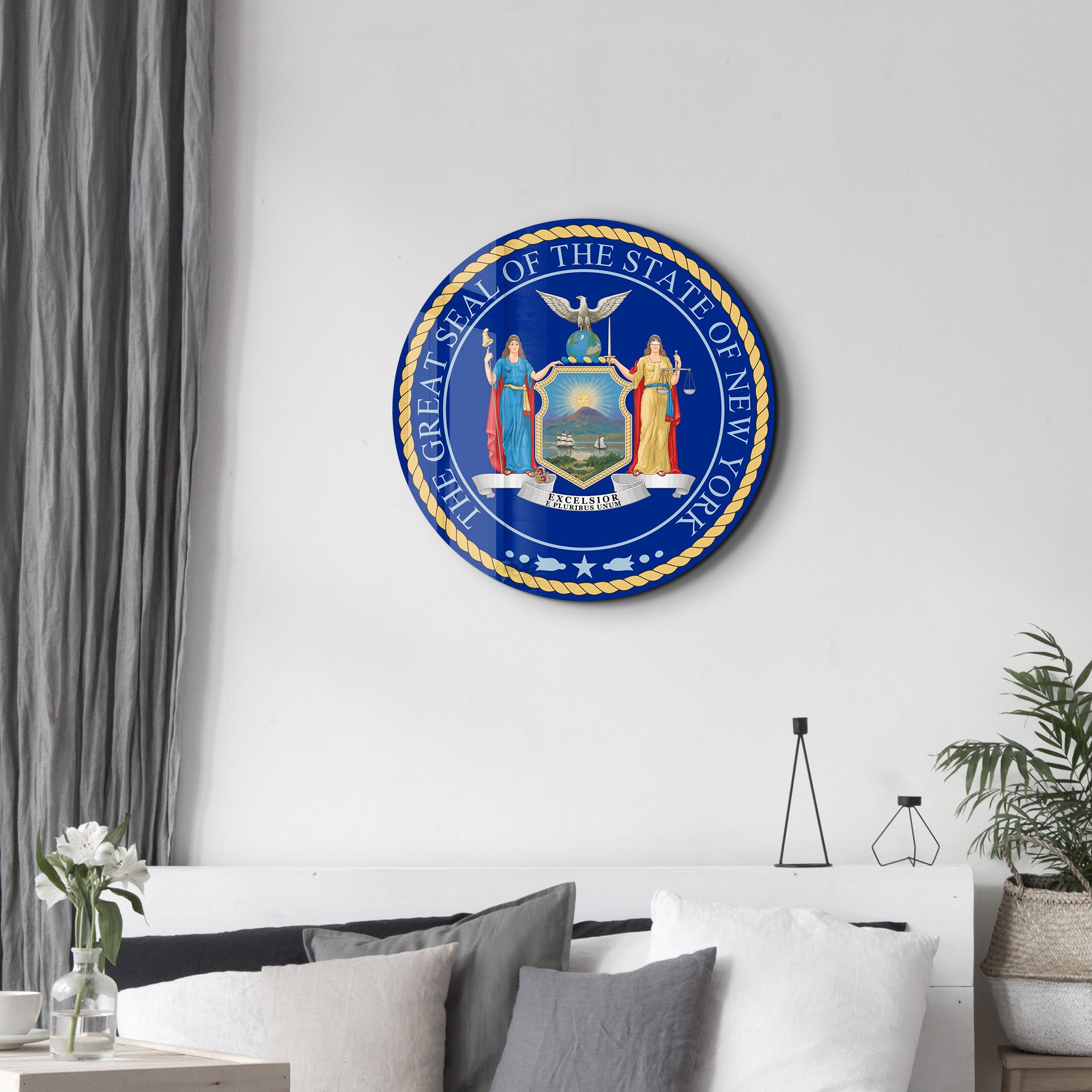 New York Seal – Round Glass Wall Art
