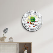 North Dakota Seal – Round Glass Wall Art