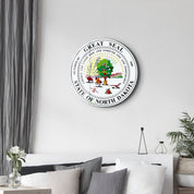 North Dakota Seal – Round Glass Wall Art