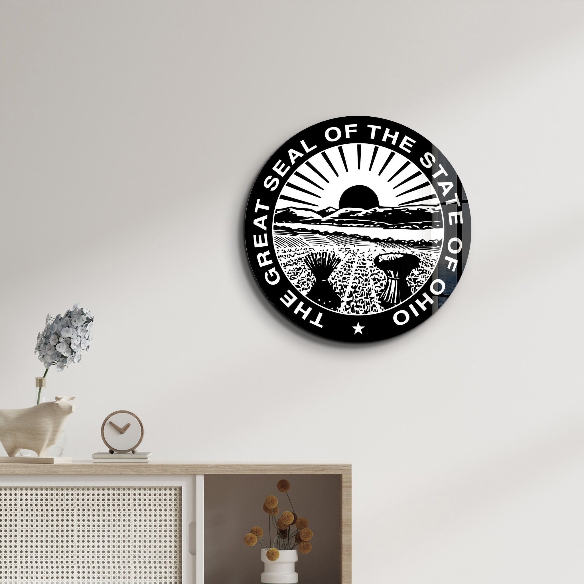 Ohio Seal – Round Glass Wall Art